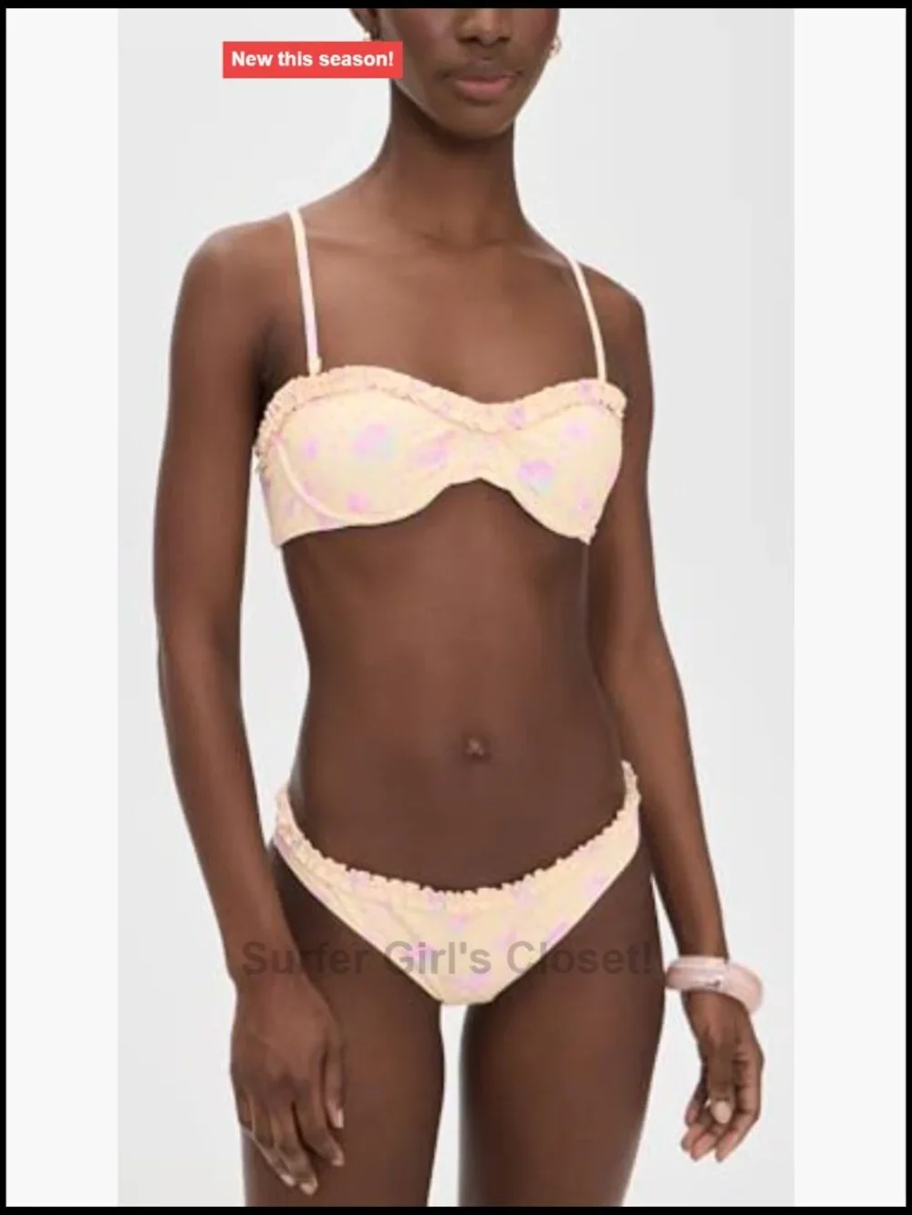 Ruffled Bralette Bikini Set with Padded Underwire Cups